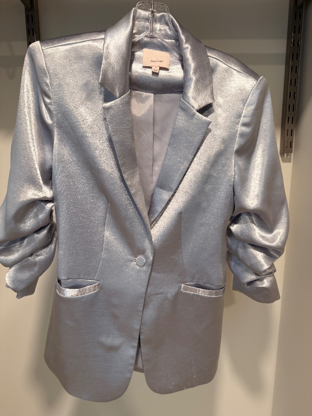 Silver Satin Blazer – Chic & Statement 4